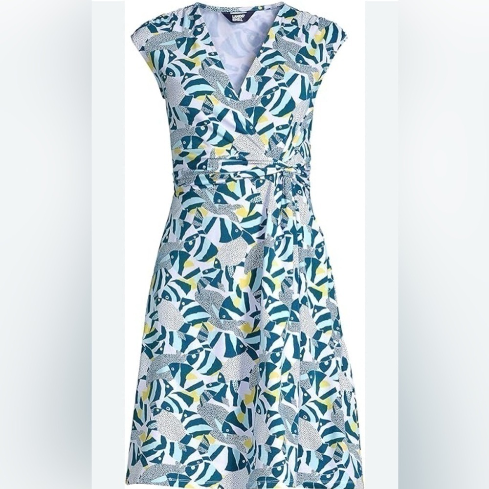 LandsEnd Cotton Modal Jersey Surplice Fit & Flare Dress 💕 - Picture 4 of 7